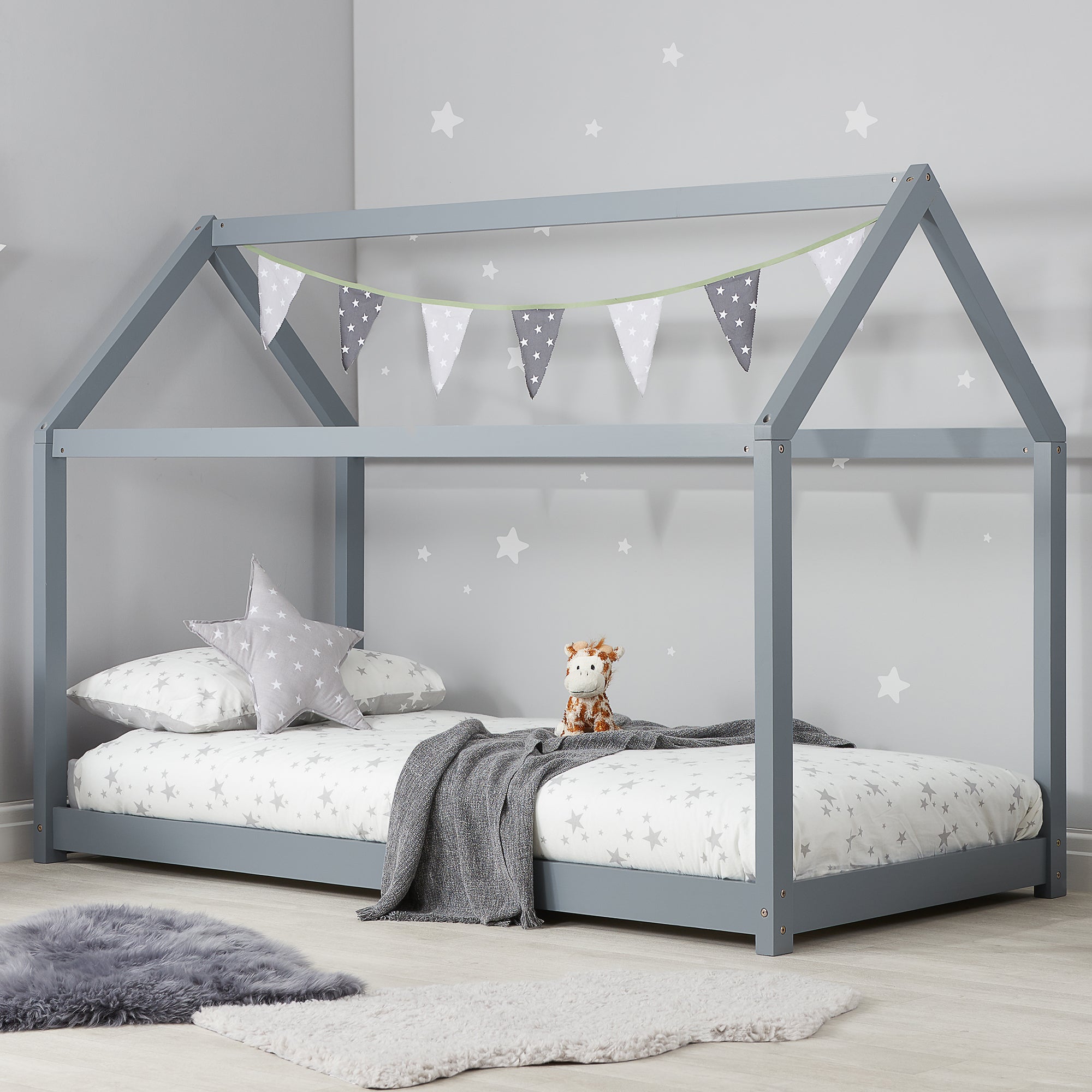 House Bed Single Grey
