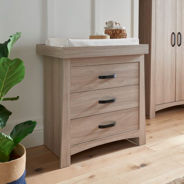 CuddleCo Isla 3 Drawer Chest & Changing Unit, Ash image 1 of 5