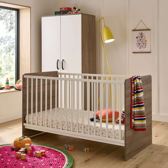 CuddleCo Enzo Cot Bed Oak White Dunelm