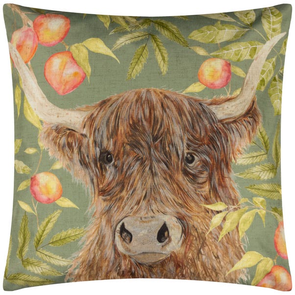 Evans Lichfield Grove Highland Cow Outdoor Cushion image 1 of 4