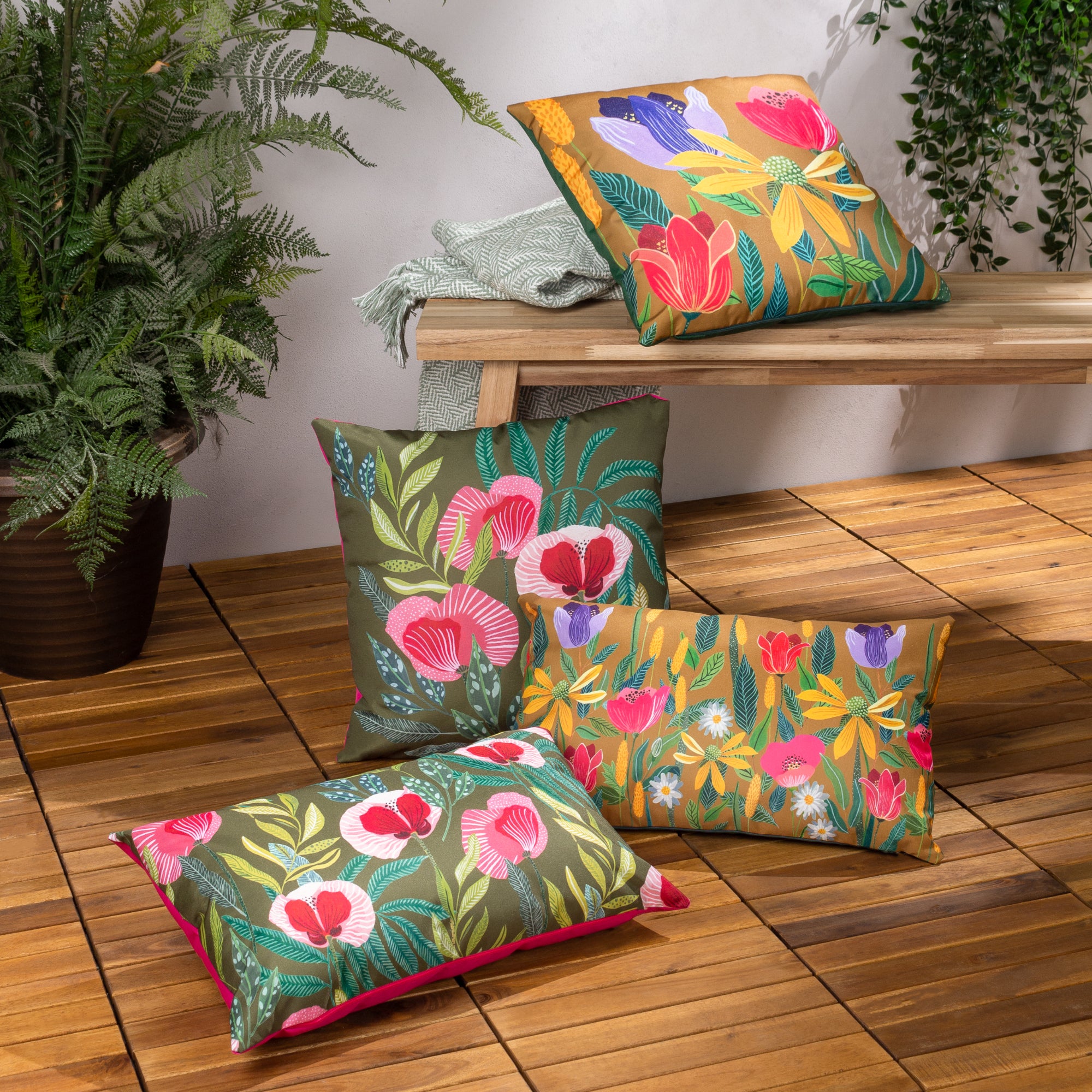 Wylder Nature House Of Bloom Celandine Outdoor Cushion | Dunelm