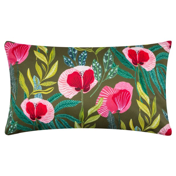 Wylder Nature House Of Bloom Poppy Outdoor Boudoir Cushion image 1 of 4
