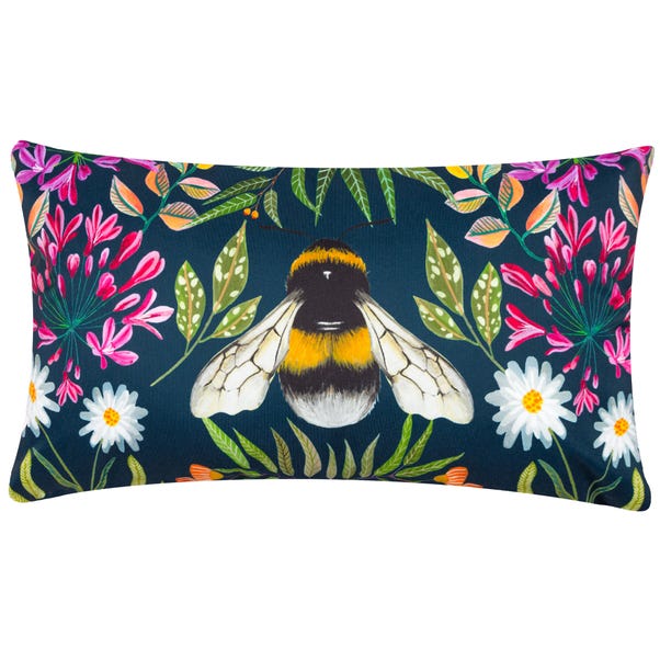 Wylder Nature House Of Bloom Zinnia Bee Outdoor Boudoir Cushion image 1 of 4