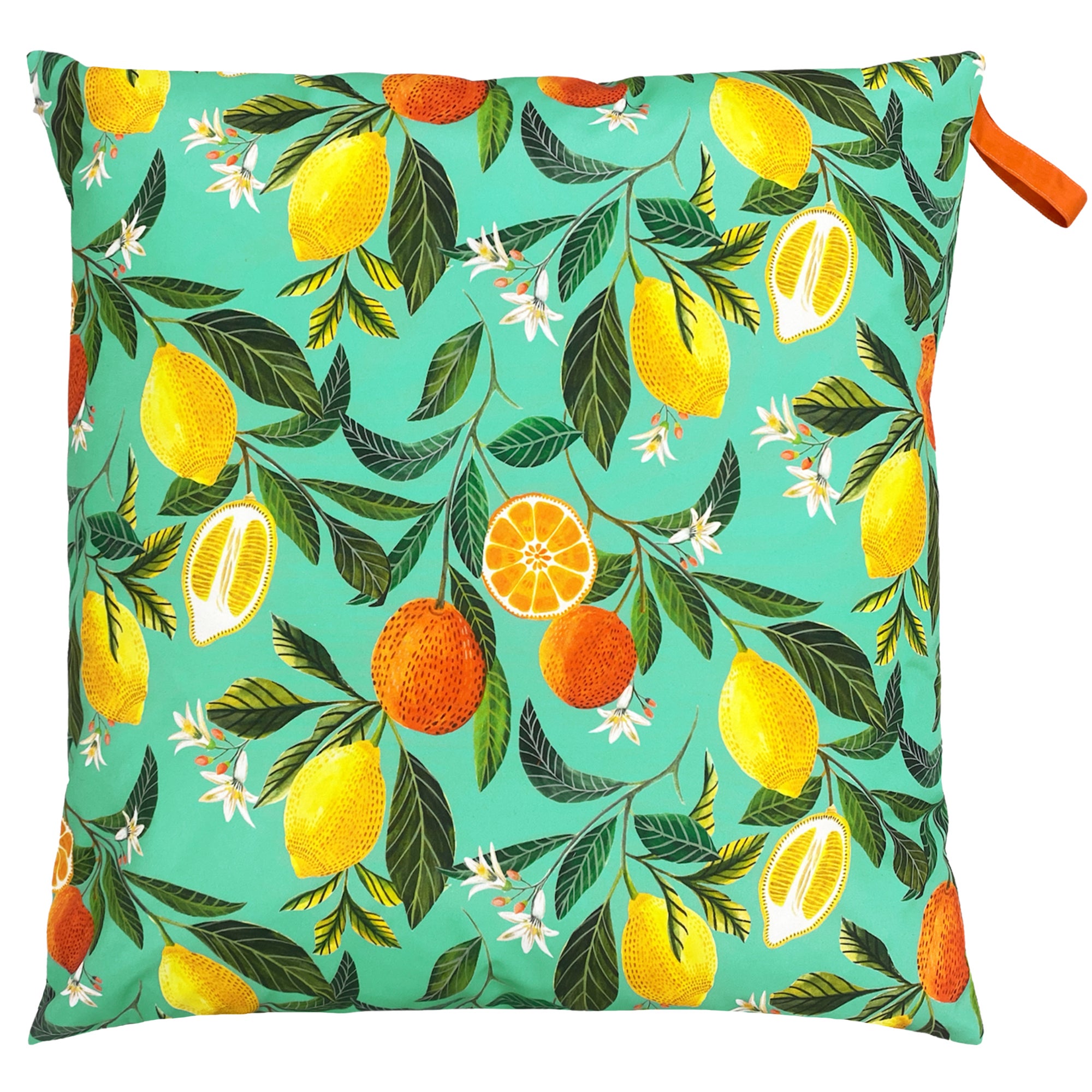 Evans Lichfield Orange Blossom Outdoor Floor Cushion Orangegreenwhite
