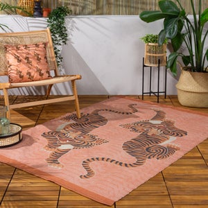 Furn. Tibetan Tiger Coral Washable Indoor Outdoor Rug