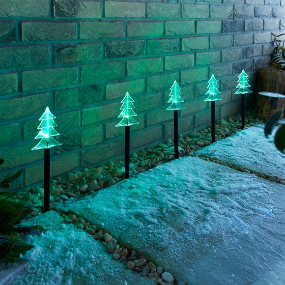 View Set Of 5 Christmas Tree Outdoor Floor Path Lights View Set Of 5 Christmas Tree Outdoor Floor Path Lights
