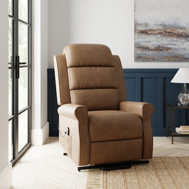 Edith Distressed Faux Leather Rise and Recline Chair image 1 of 9