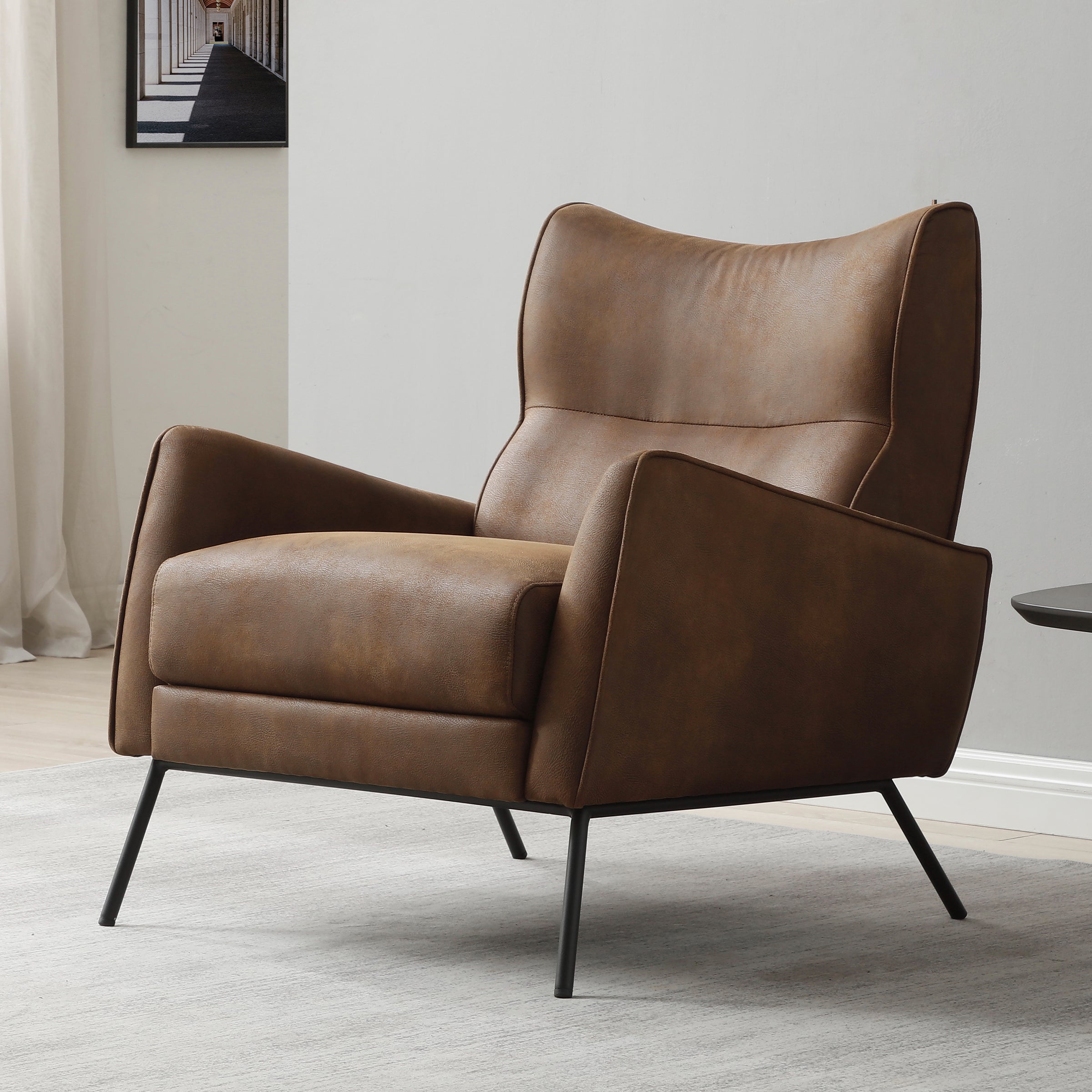 Clara Faux Leather Accent Chair Faux Leather Tan