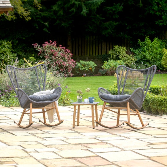 Kingston 3 Piece Rattan Rocker Bistro Set Dunelm