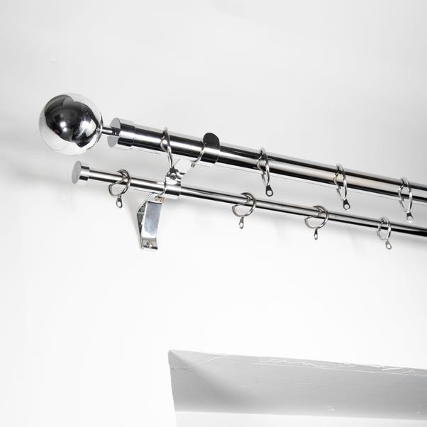 Oslo Double Layer Extendable Metal Curtain Pole with Rings image 1 of 5