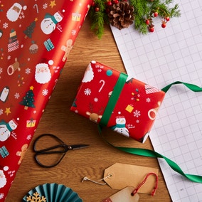 12m Kids Red Santa Reindeer Wrapping Paper