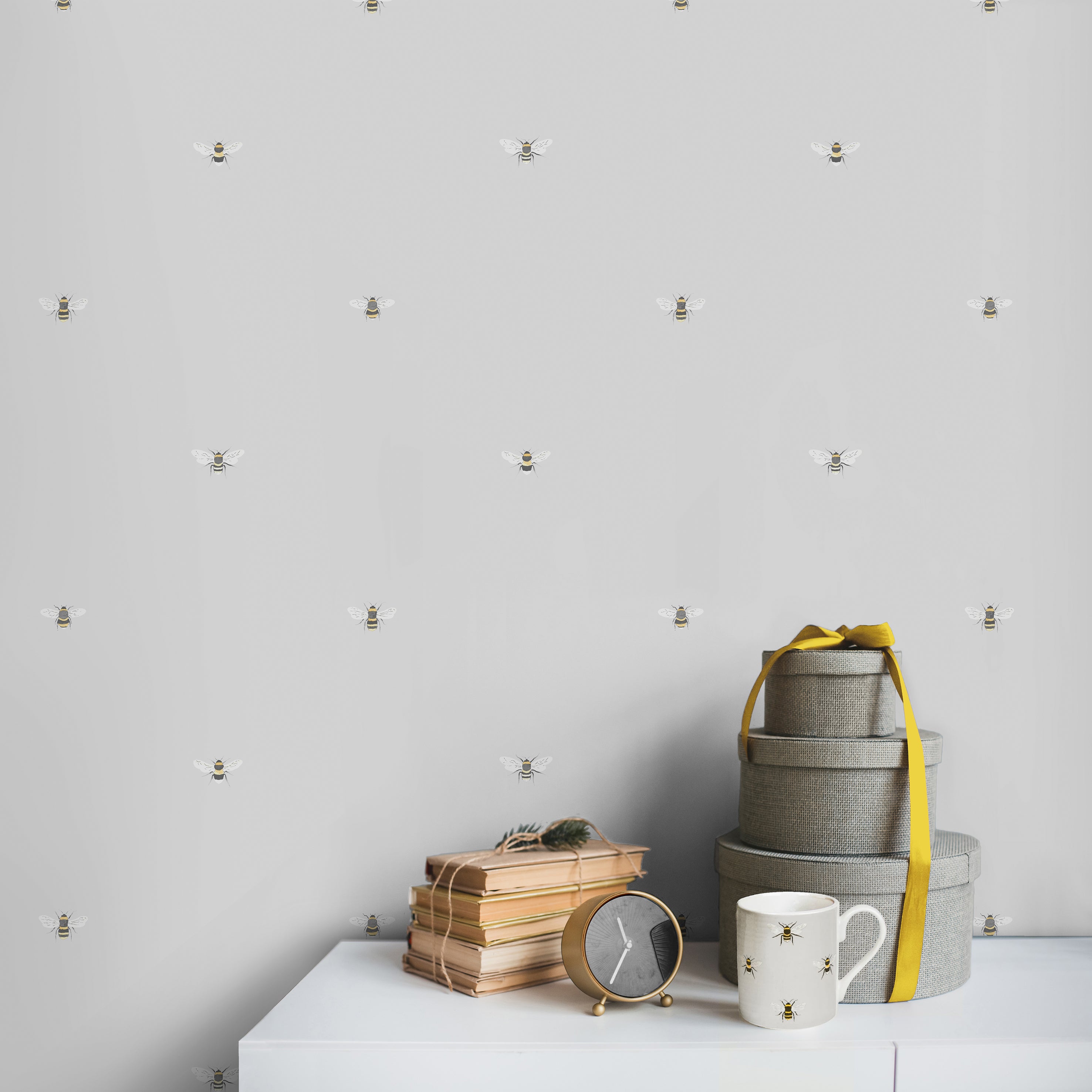 Sophie Allport Bees Wallpaper Greywhiteblack
