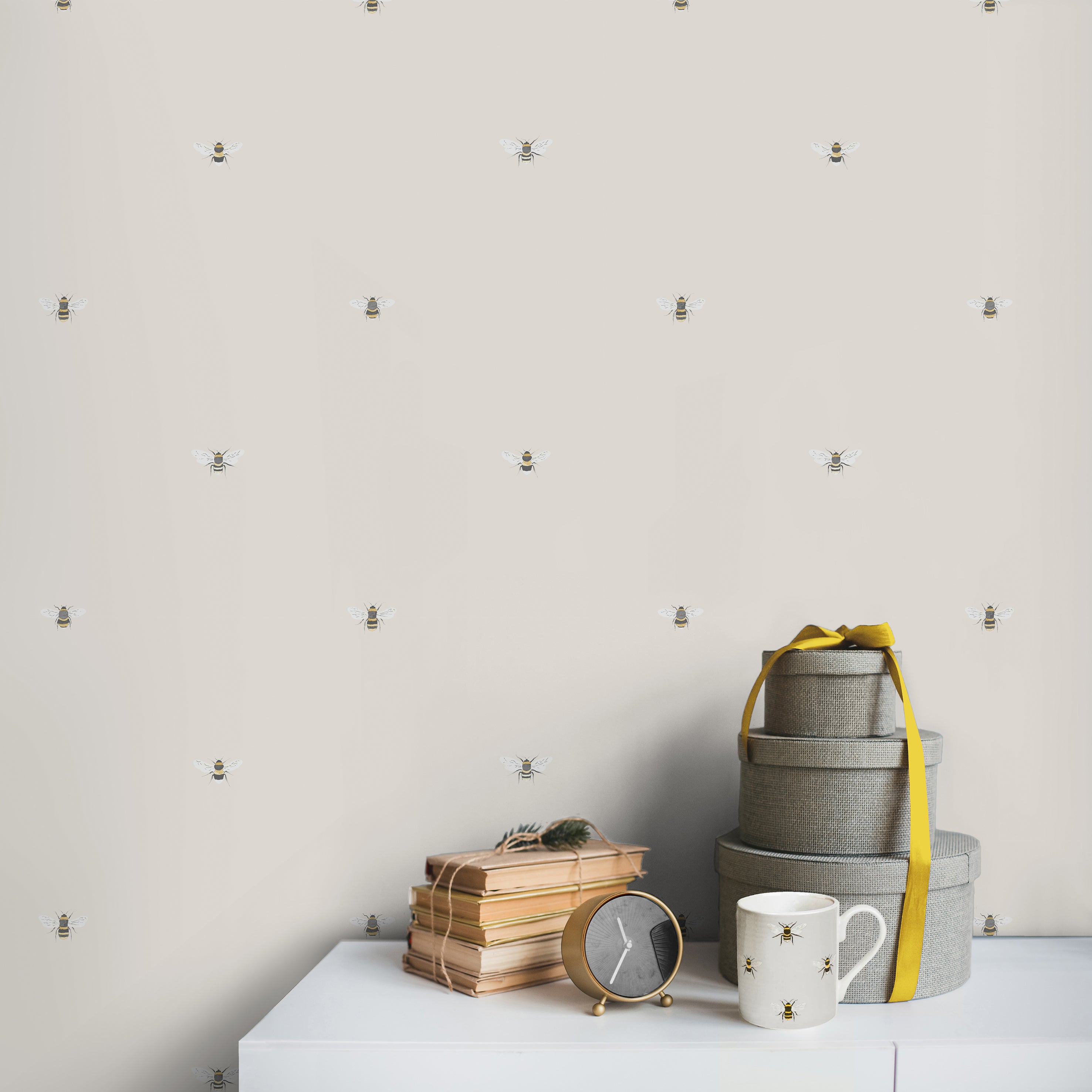 Sophie Allport Bees Wallpaper Beigewhiteblack