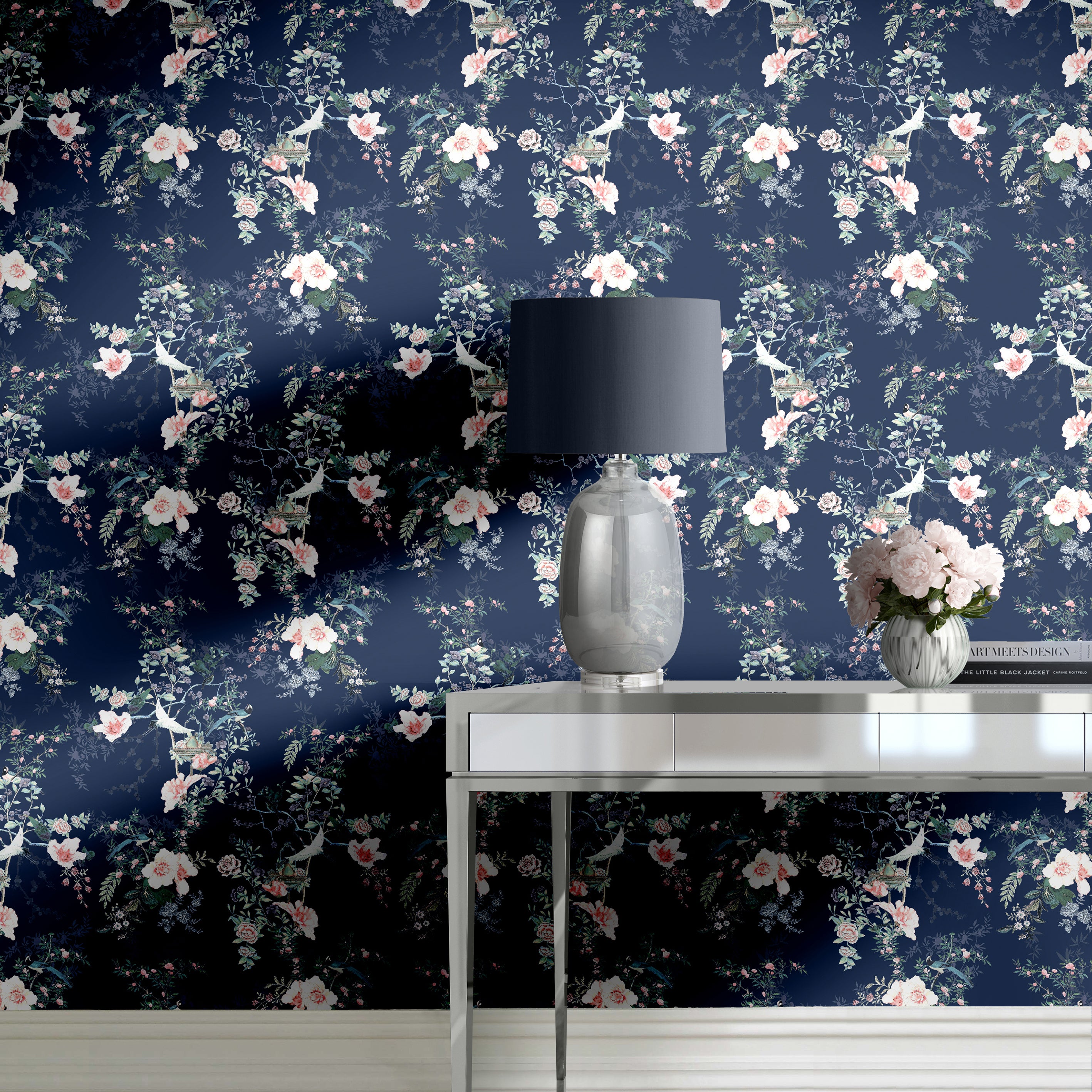 Lipsy Ophelia Wallpaper Navy Bluepinkgreen