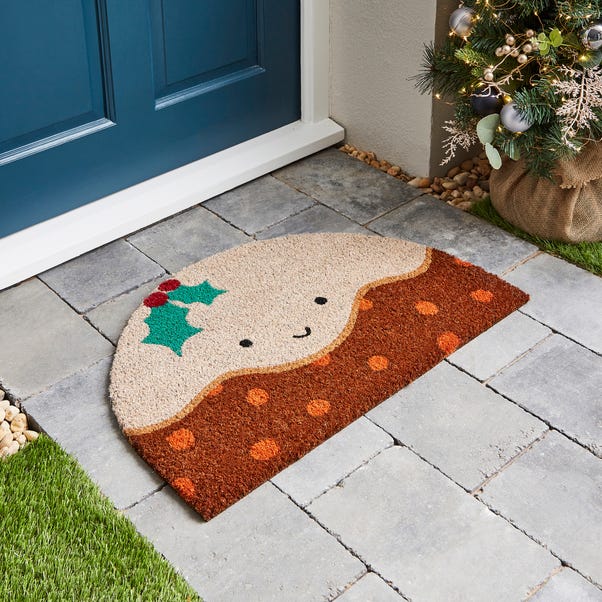 Hollie the Christmas Pudding Coir Doormat image 1 of 3