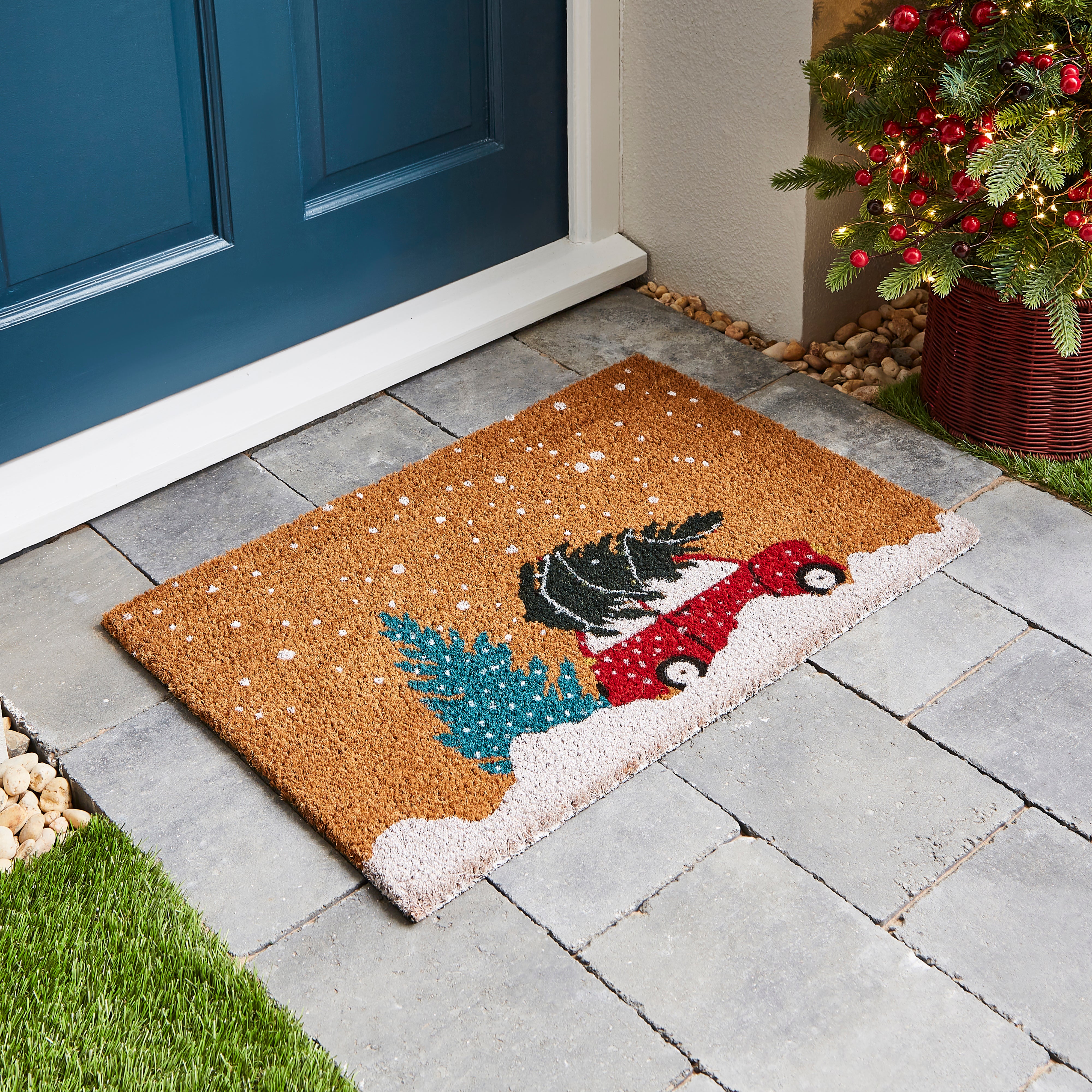 Christmas Car Coir Doormat