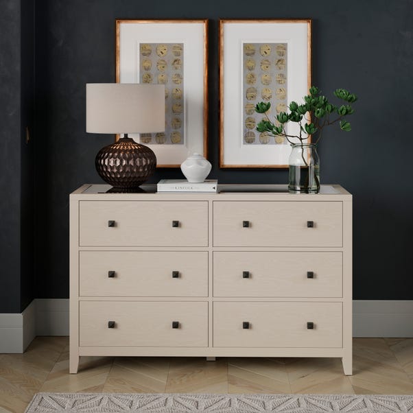 Malone Wide 6 Drawer Chest Of Drawers, Natural image 1 of 7