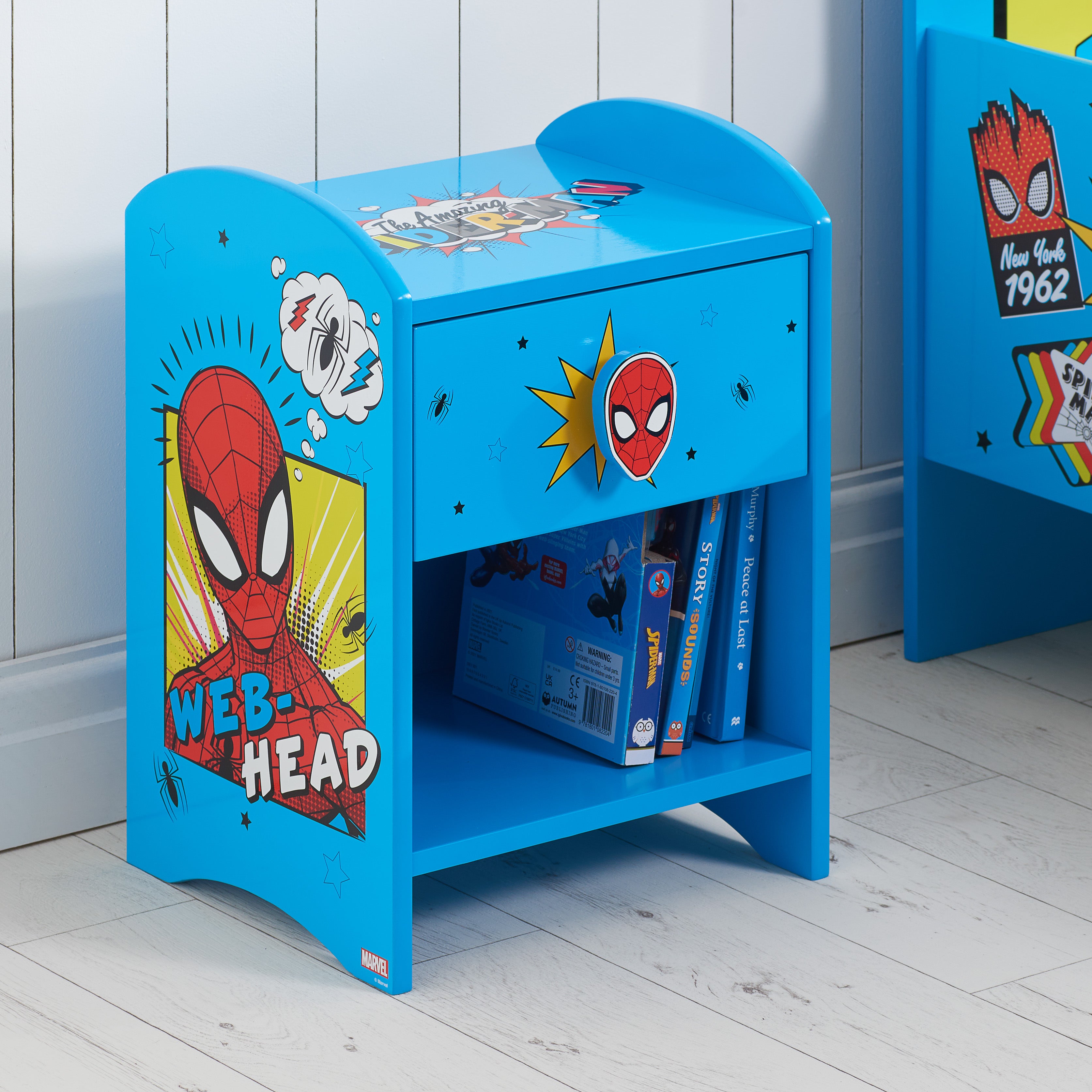 Photos - Coffee Table Spiderman Bedside Table Blue 
