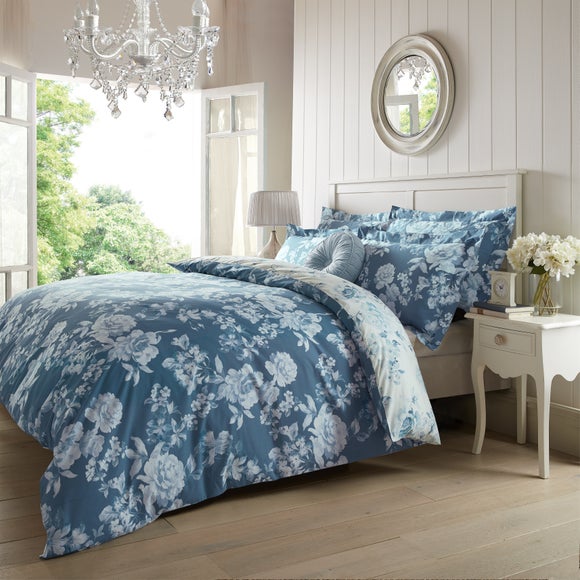 Holly Willoughby Bryony Blue Reversible Duvet Cover And Pillowcase Set