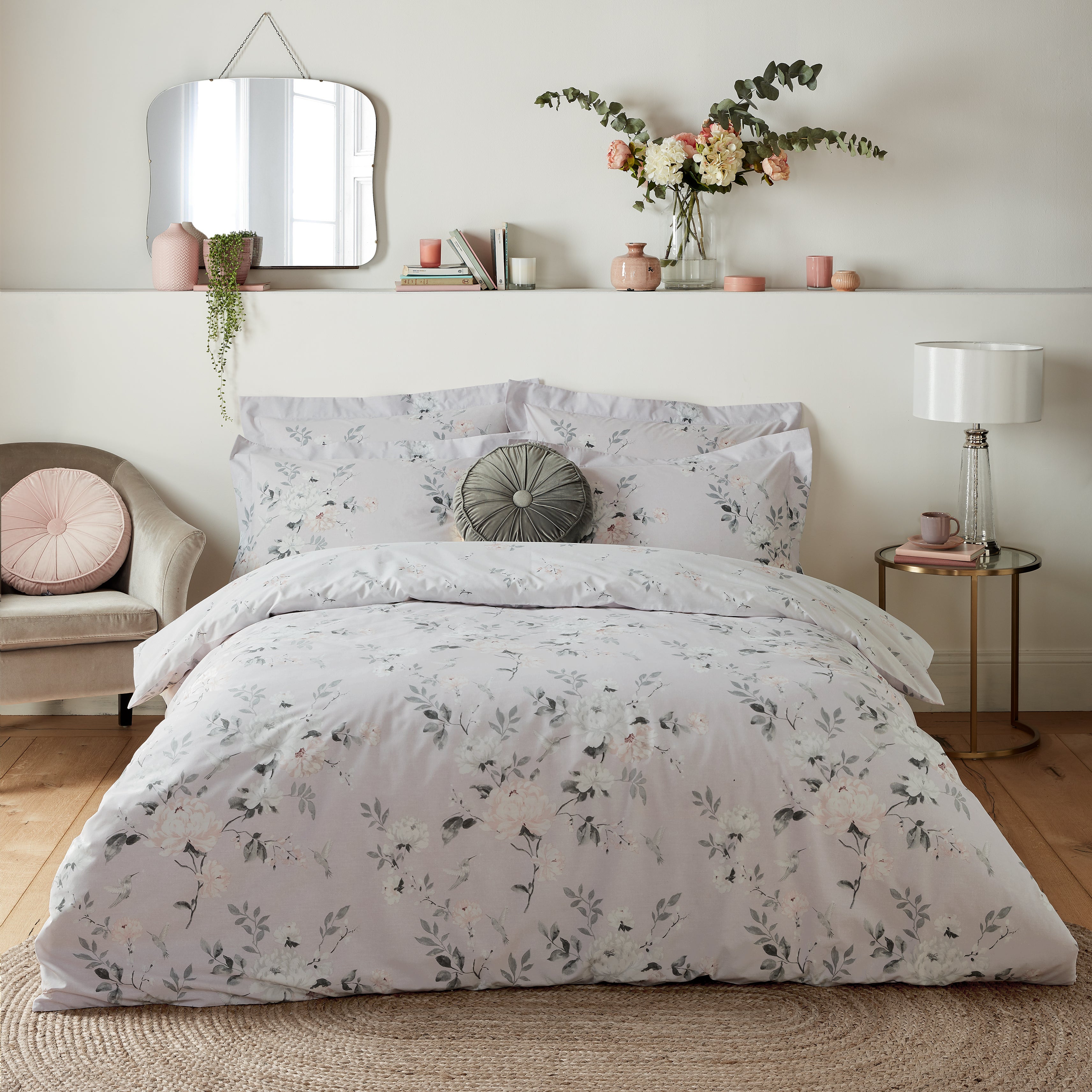 Emine Lilac Reversible Duvet Cover And Pillowcase Set Lilac