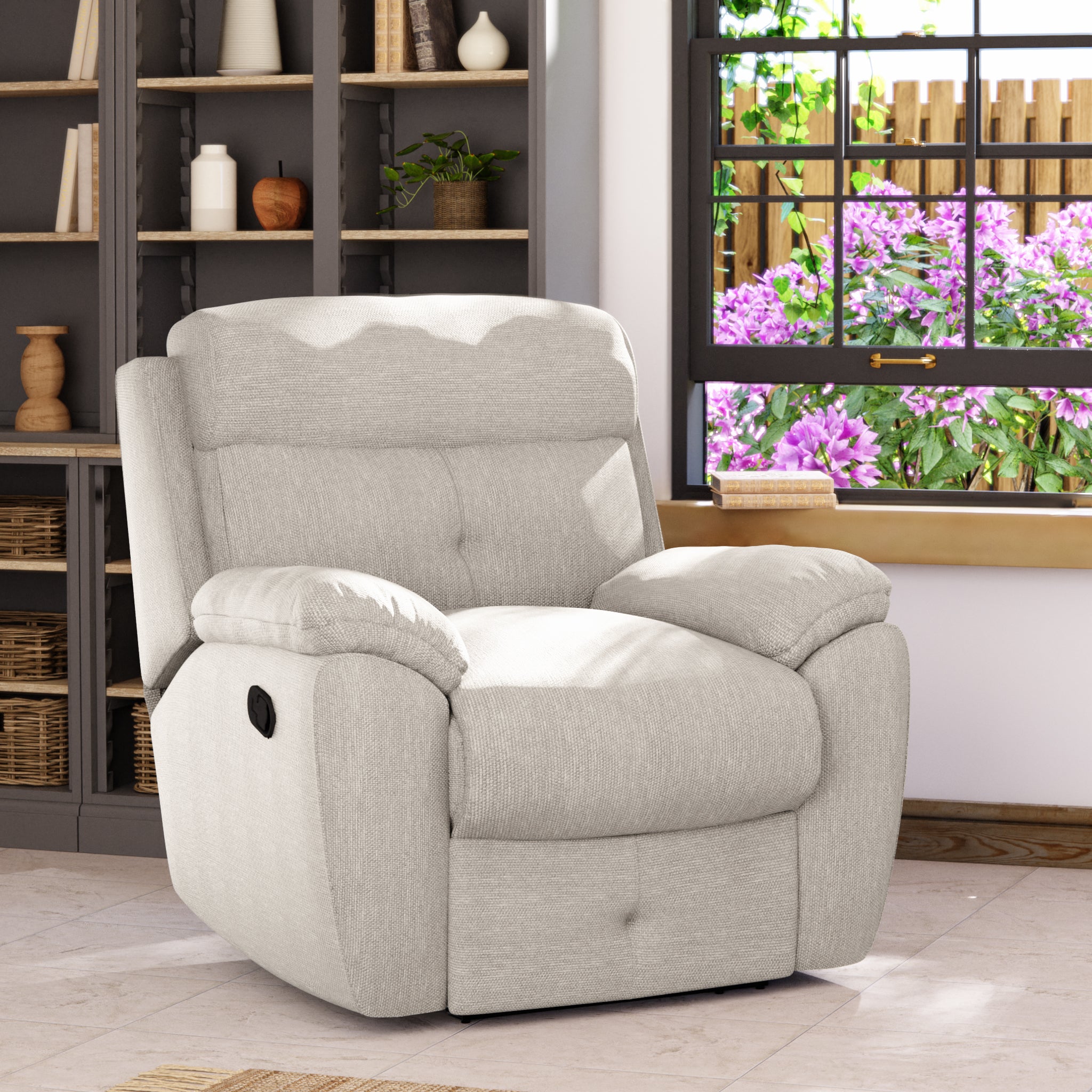 Abbotsbury Manual Recliner Armchair Honeycomb Chenille Linen