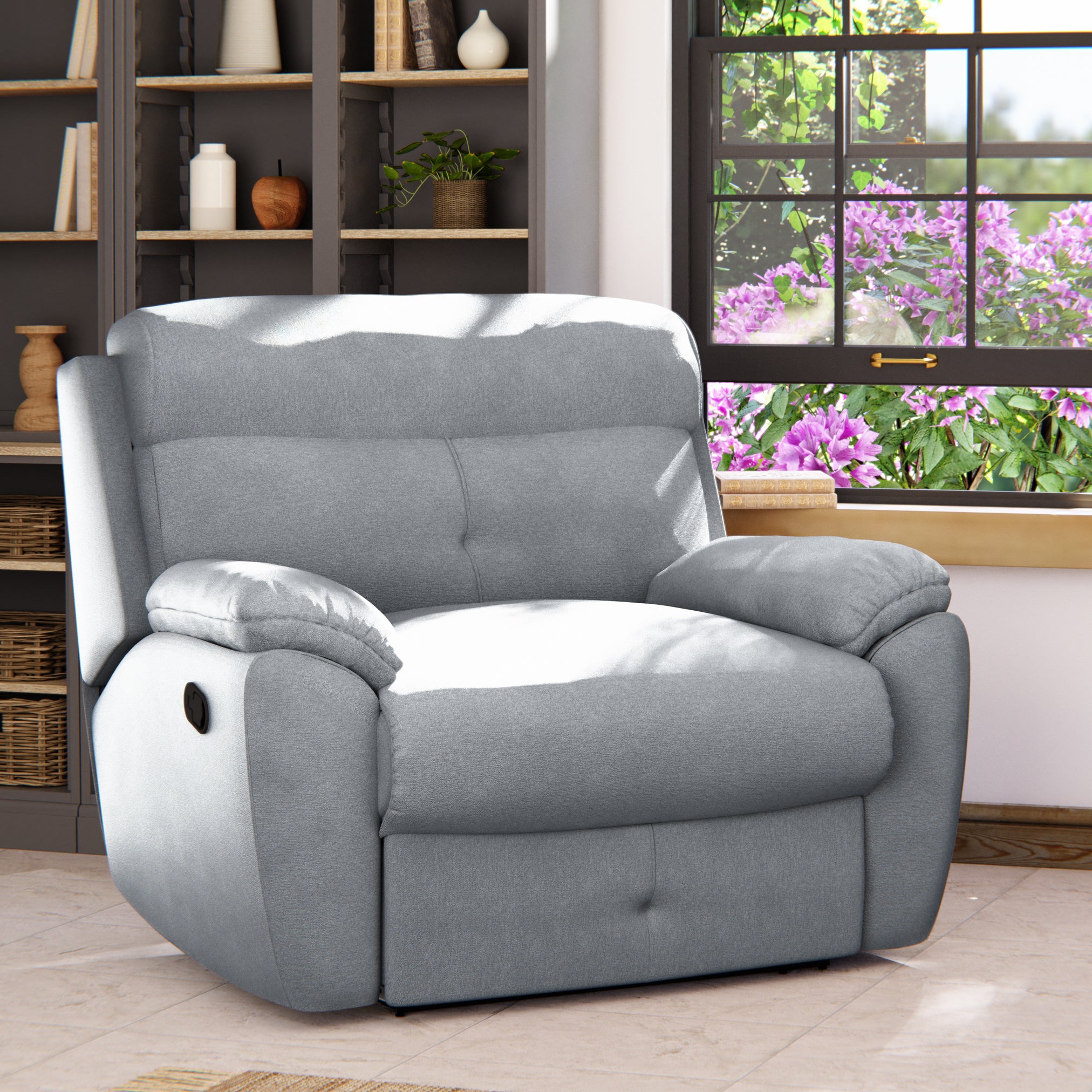 Abbotsbury Manual Recliner Snuggle Sofa Blue