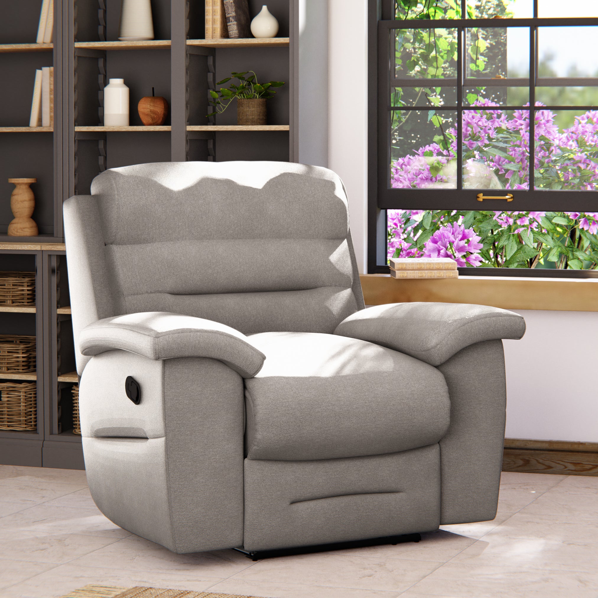 Lulworth Manual Recliner Armchair Grey Chenille