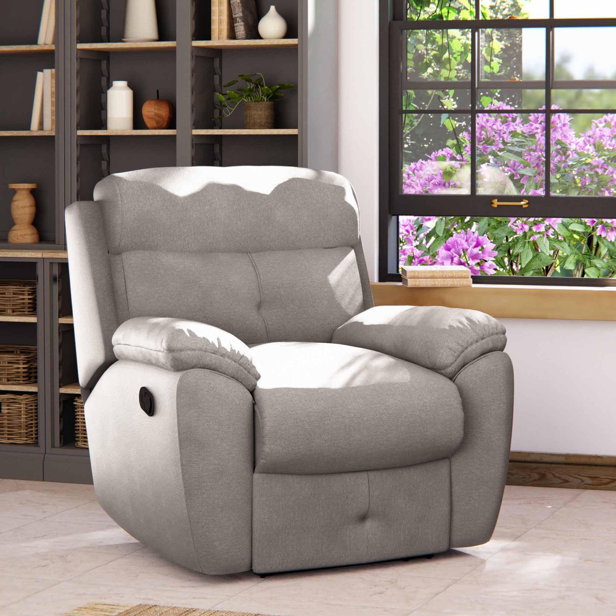 Abbotsbury Manual Recliner Armchair Grey Chenille