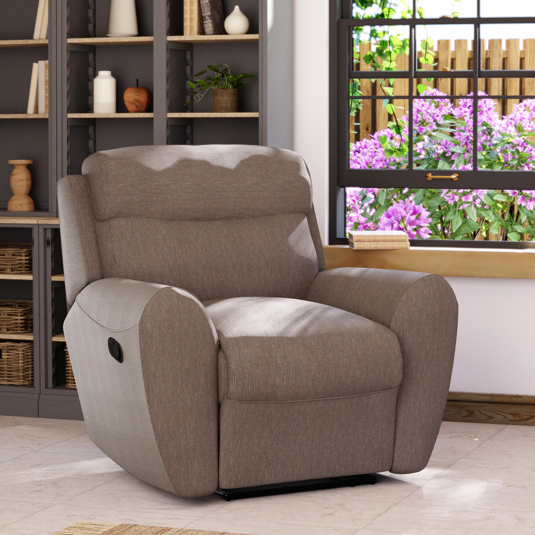 Wareham Manual Recliner Armchair Honeycomb Chenille Latte