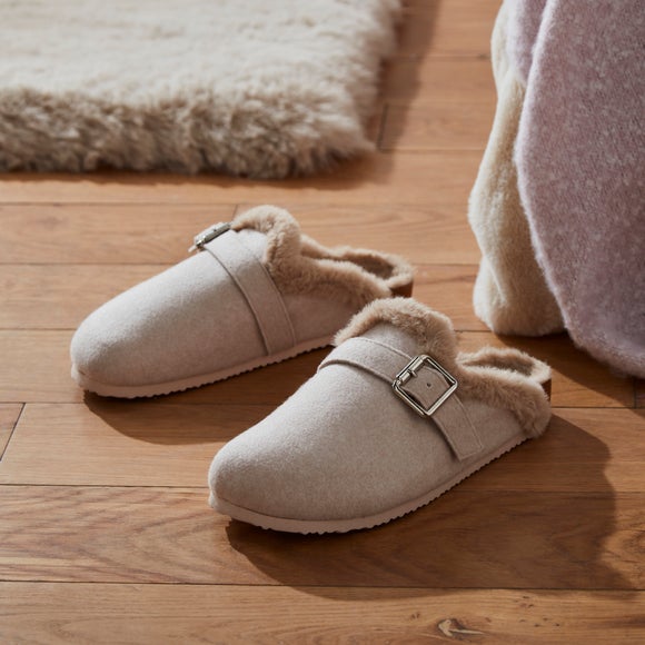 Ladies Footbed Buckle Mules | Dunelm