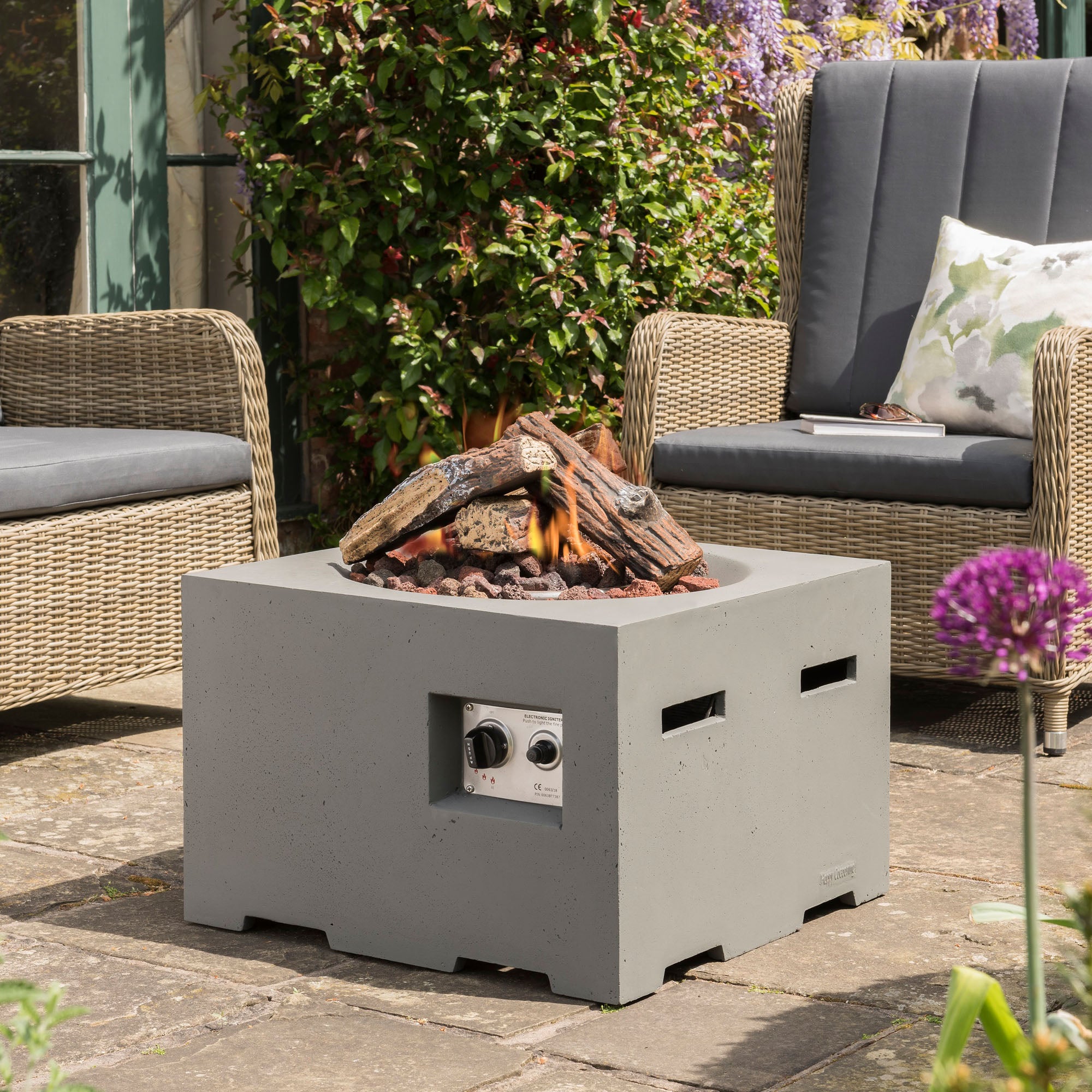 Small Square Grey Fire Pit Grey