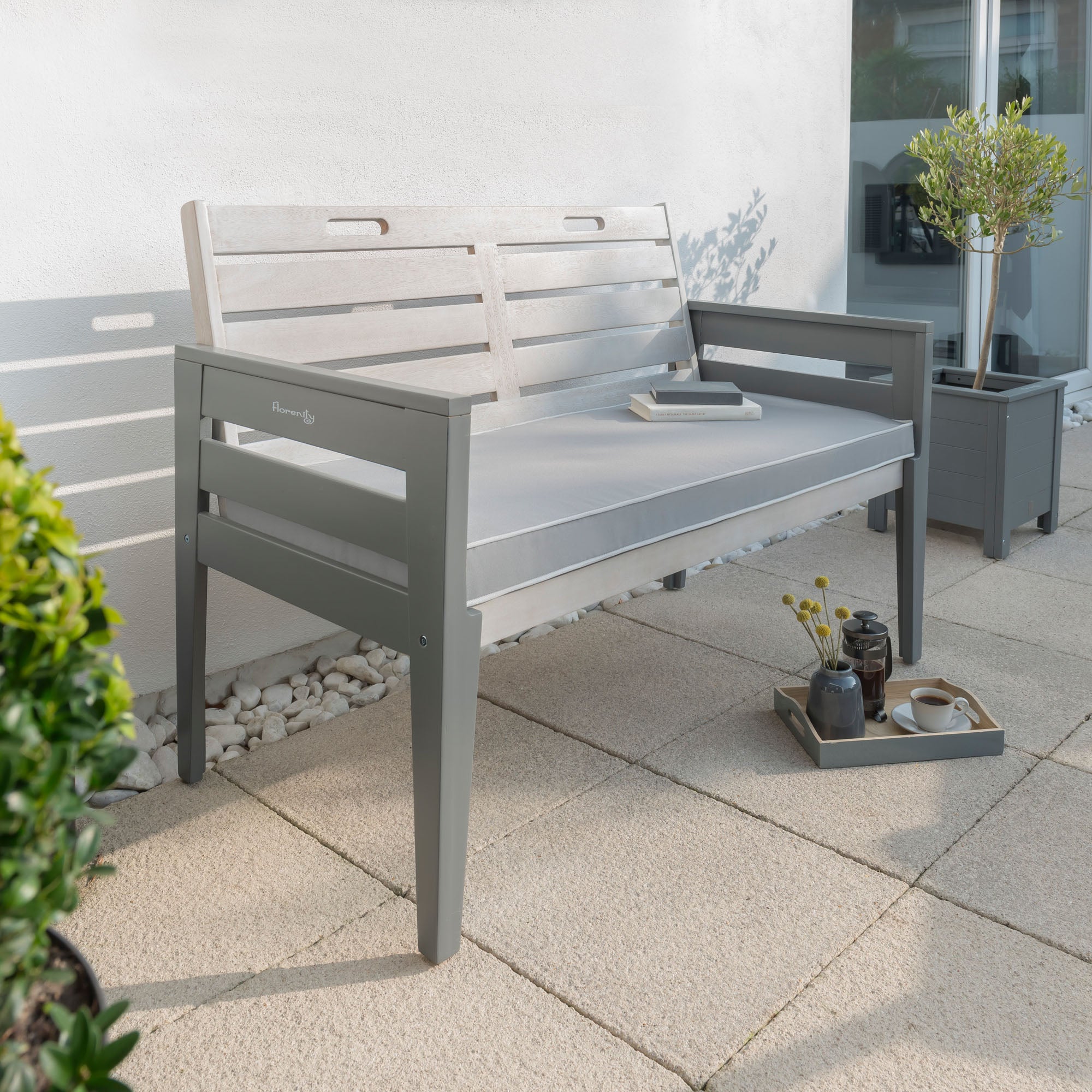Image of Grigio 2 Seater Garden Bench Grey