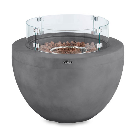 Tower Magna Round Gas Fire Pit, Grey
