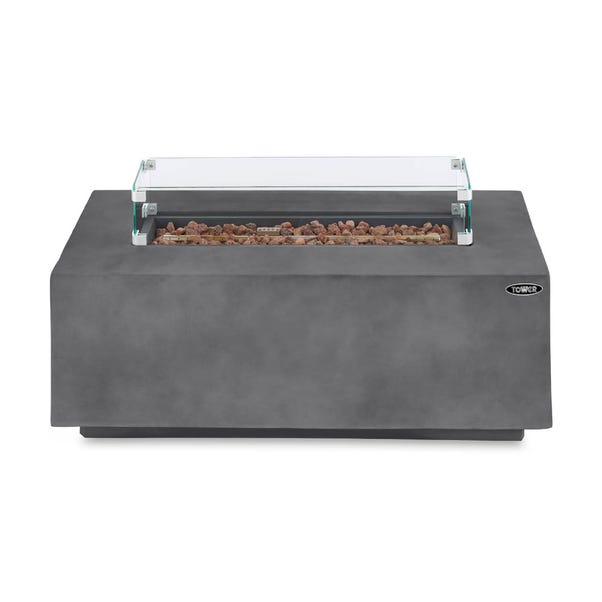 Tower Magna H38cm Rectangular Gas Fire Pit, Grey image 1 of 5