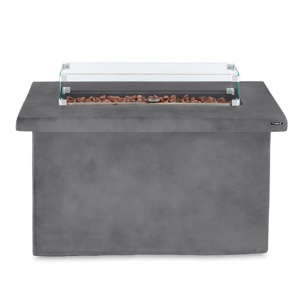 Tower Magna H60cm Rectangular Gas Fire Pit, Grey image 1 of 7
