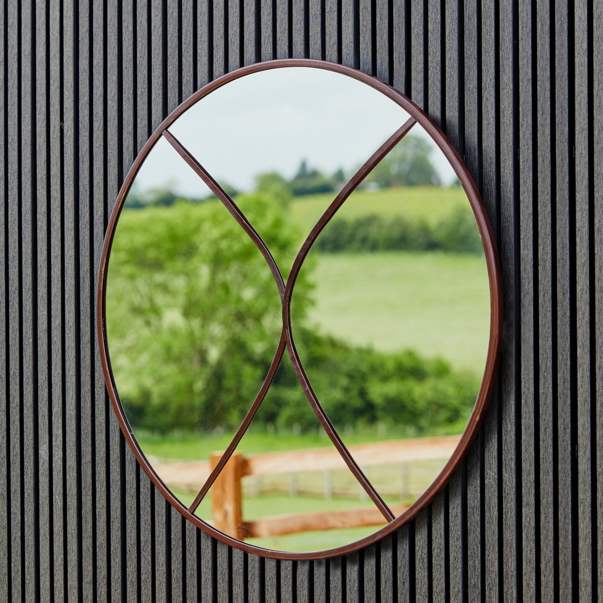 Circular Outdoor Mirror 90cm Rust