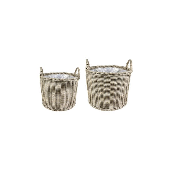 Set of 2 Polyrattan Lined Planters image 1 of 1