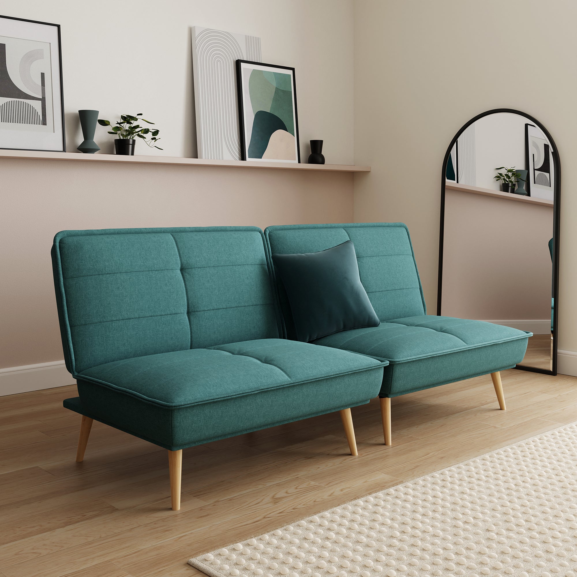 Frankie Split Flatweave Sofa Bed Teal Green