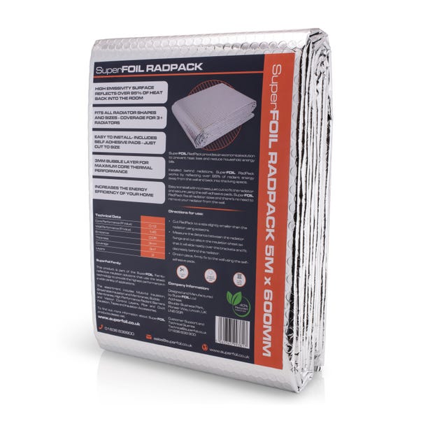 SuperFOIL RadPack Radiator Reflector Insulation 600mm x 5m Silver image 1 of 6