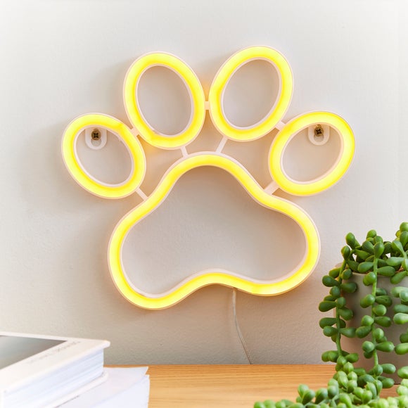 Paw Print Neon Sign Dunelm