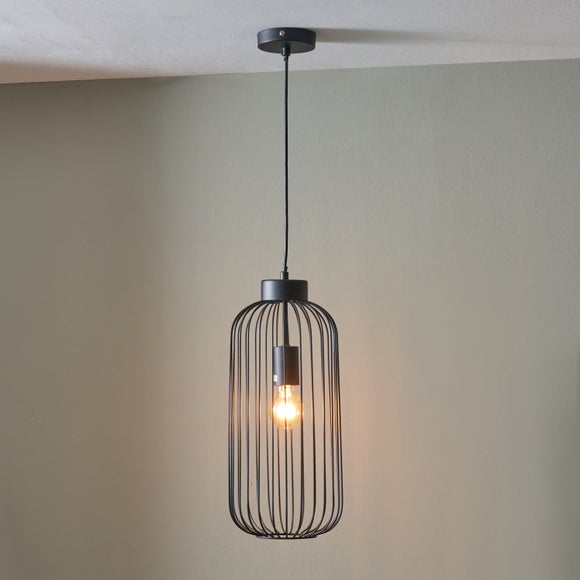 Dania Matt Black Wire Tall Pendant Light