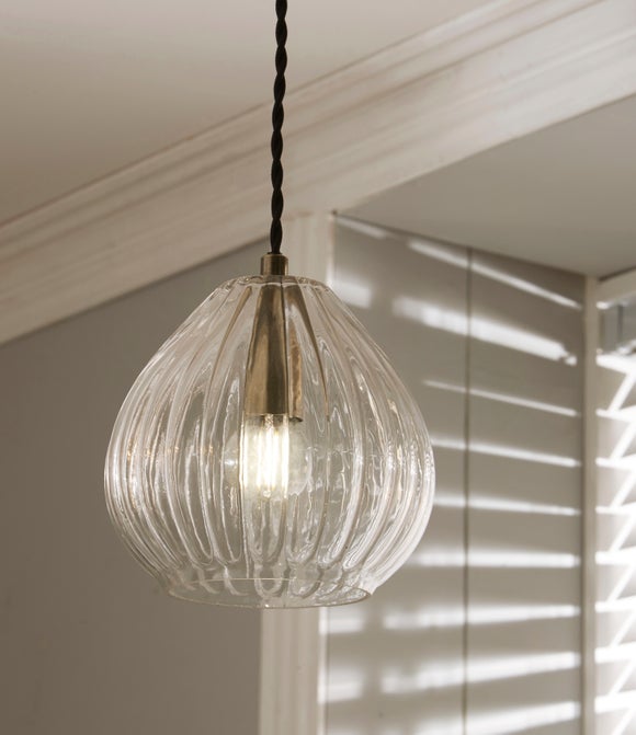 Ella Ribbed Glass Teardrop Pendant Light