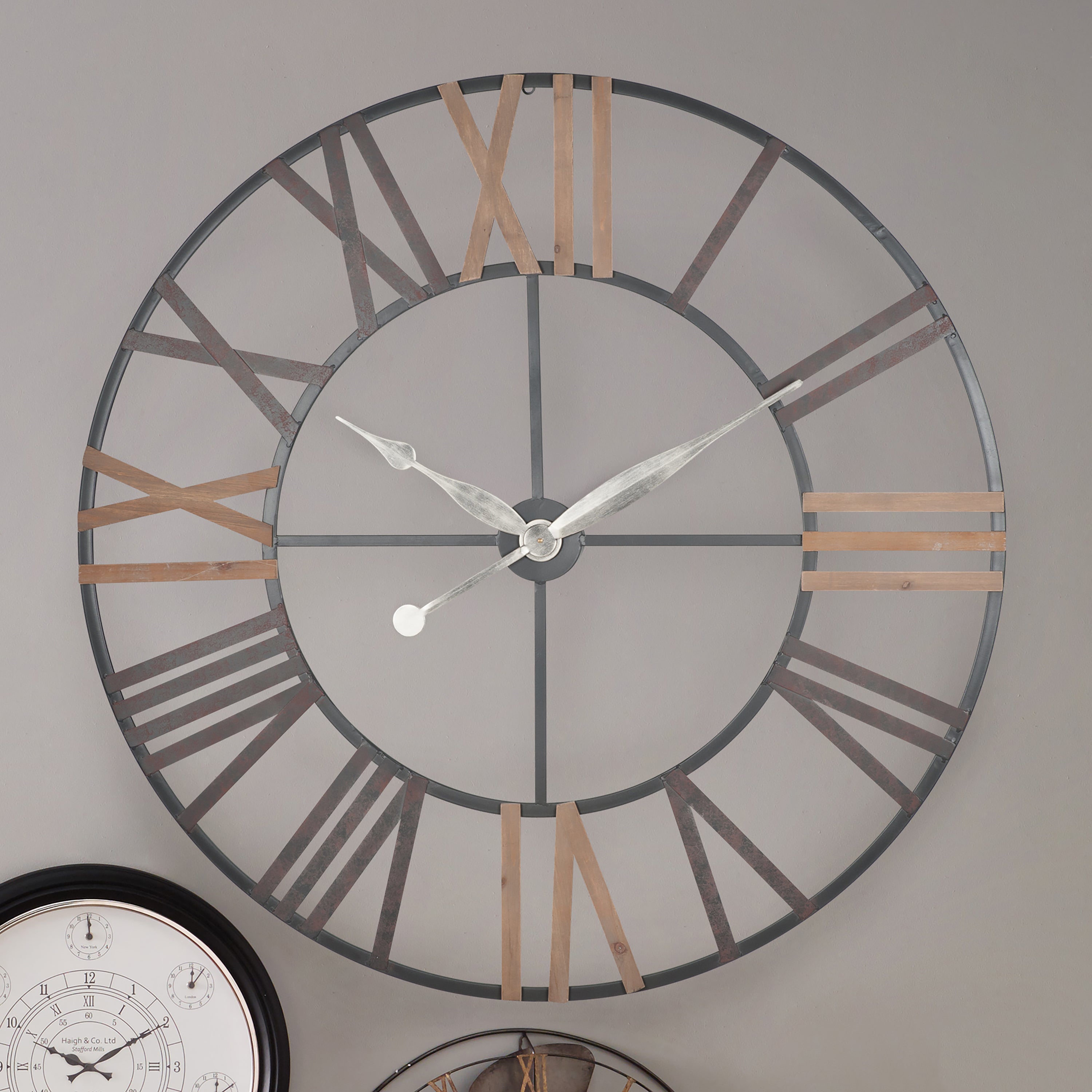 Antique Round Wall Clock 120cm Grey