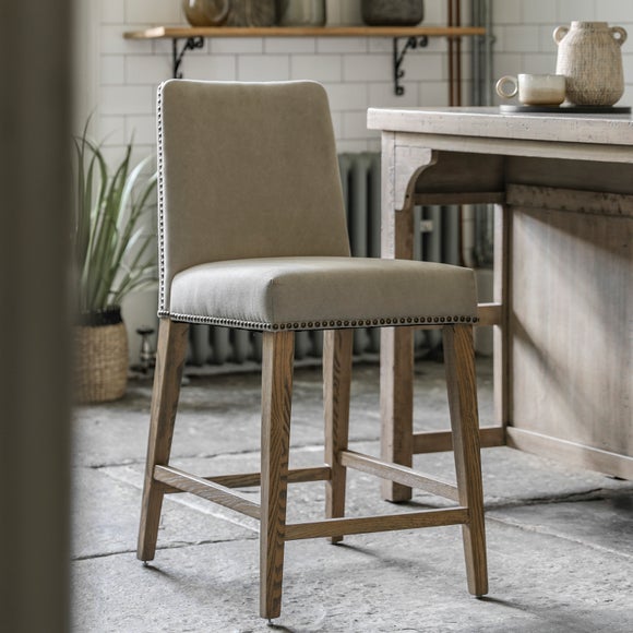 Rhewl Set of 2 Bar Stools Linen Dunelm