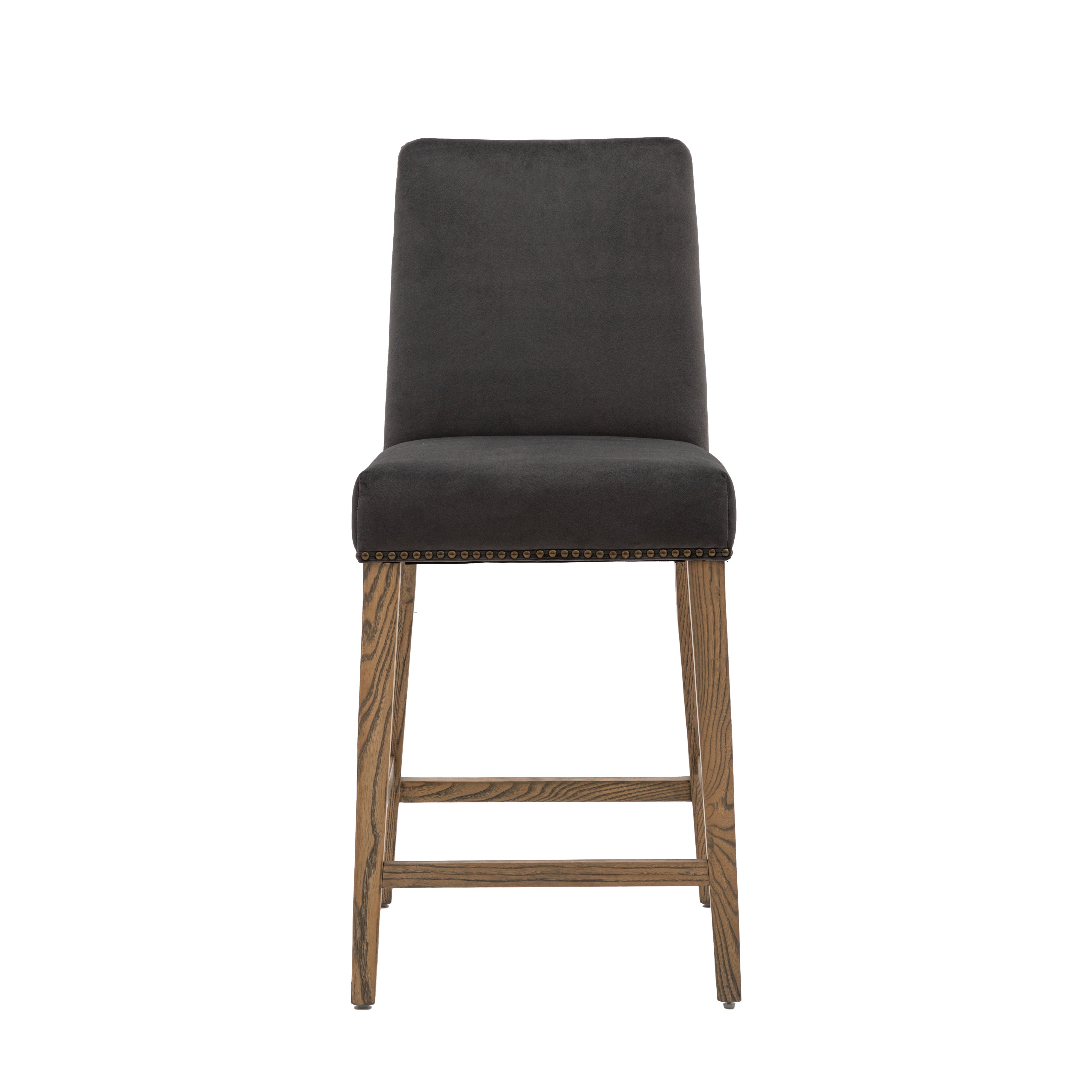 Rhewl Set Of 2 Bar Stools Mouse Velvet Grey