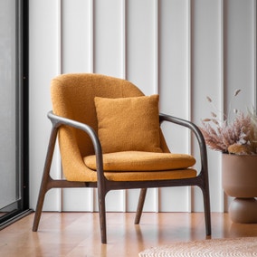 Aurora Fabric Wooden Arm Accent Chair
