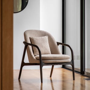 Cedar & Sage Aurora Fabric Wooden Arm Accent Chair