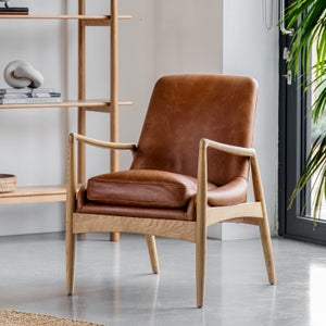Cedar & Sage Callar Leather Chair With Arms