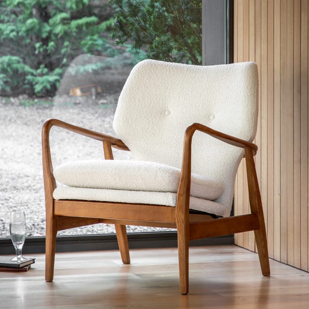 Joso Linen Wooden Arm Accent Chair image 1 of 8
