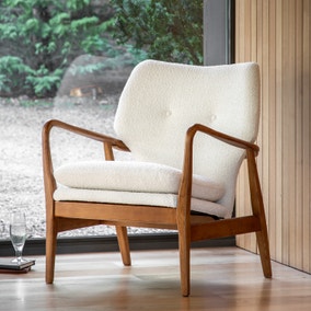 Joso Linen Wooden Arm Accent Chair
